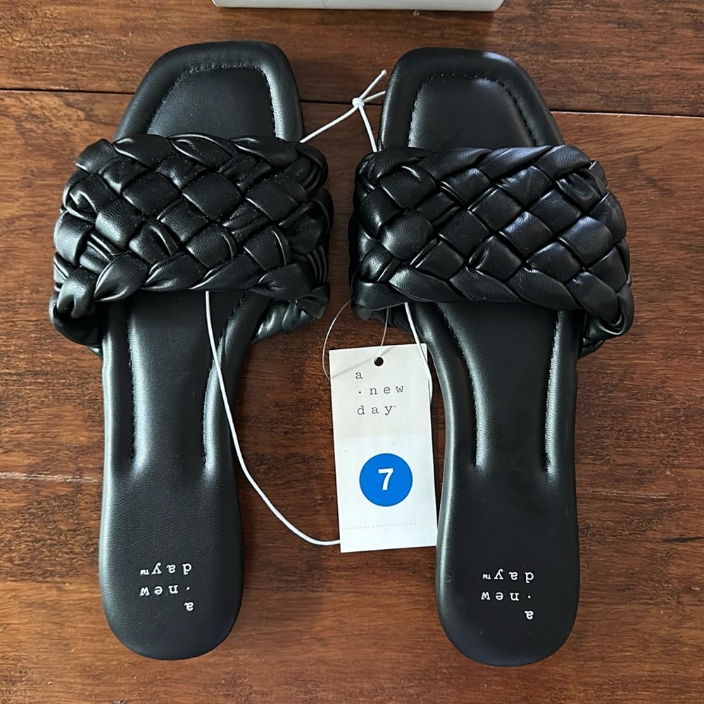 Target A New Day Carissa Woven Slide Sandals - Black - 7